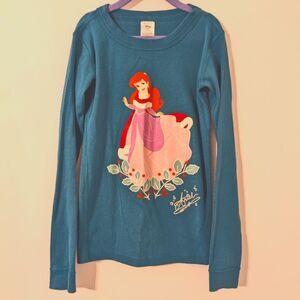 Hanna Andersson Long Sleeved Ariel Little Mermaid Tee Teal Green Christmas Sz 10